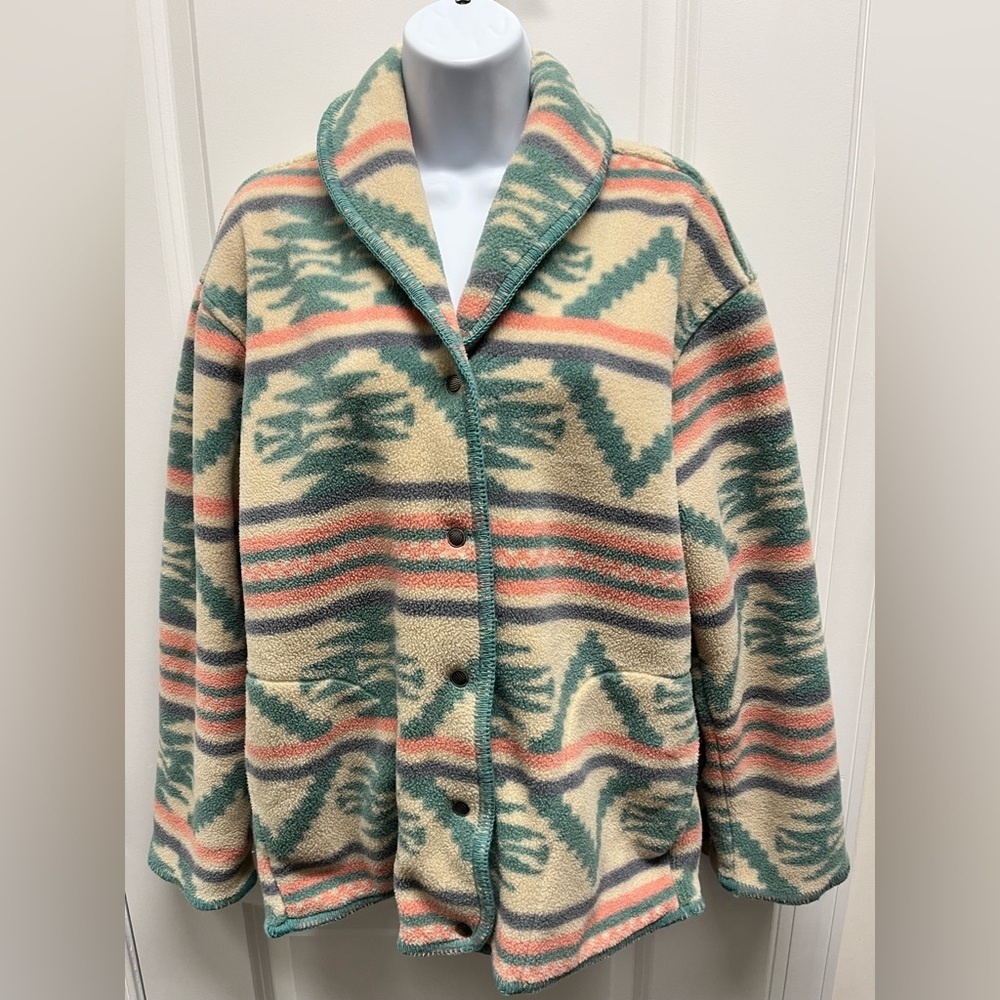Vintage WoolRich fleece jacket womens SMALL made in USA southwestern Aztec shawl